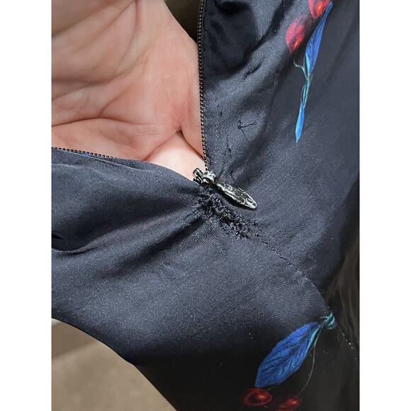 Cynthia Rowley Blue Cherry Print SEA BREEZE Maxi Flounce Hem Dress Sz 10 - Picture 15 of 16